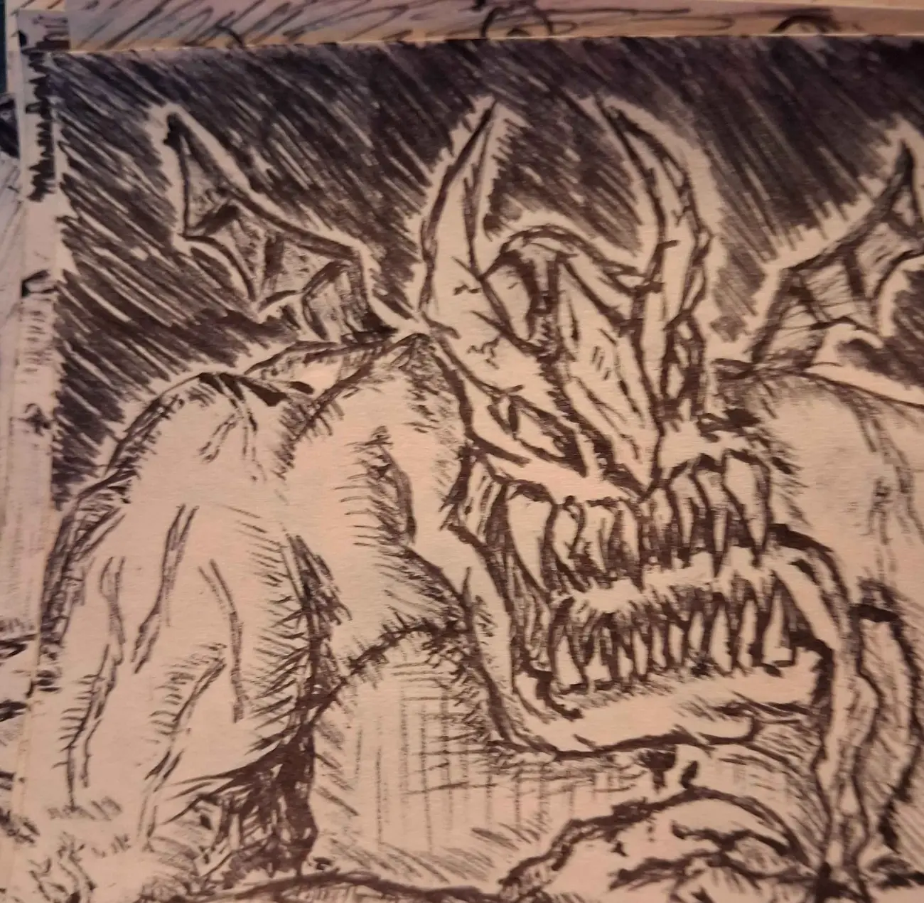 Close portrait of a horned skull creature